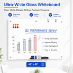 MaxGear Pizarra de Vidrio Temperado Magnética para Pizarrón de Escritura en Seco 60" x 40"