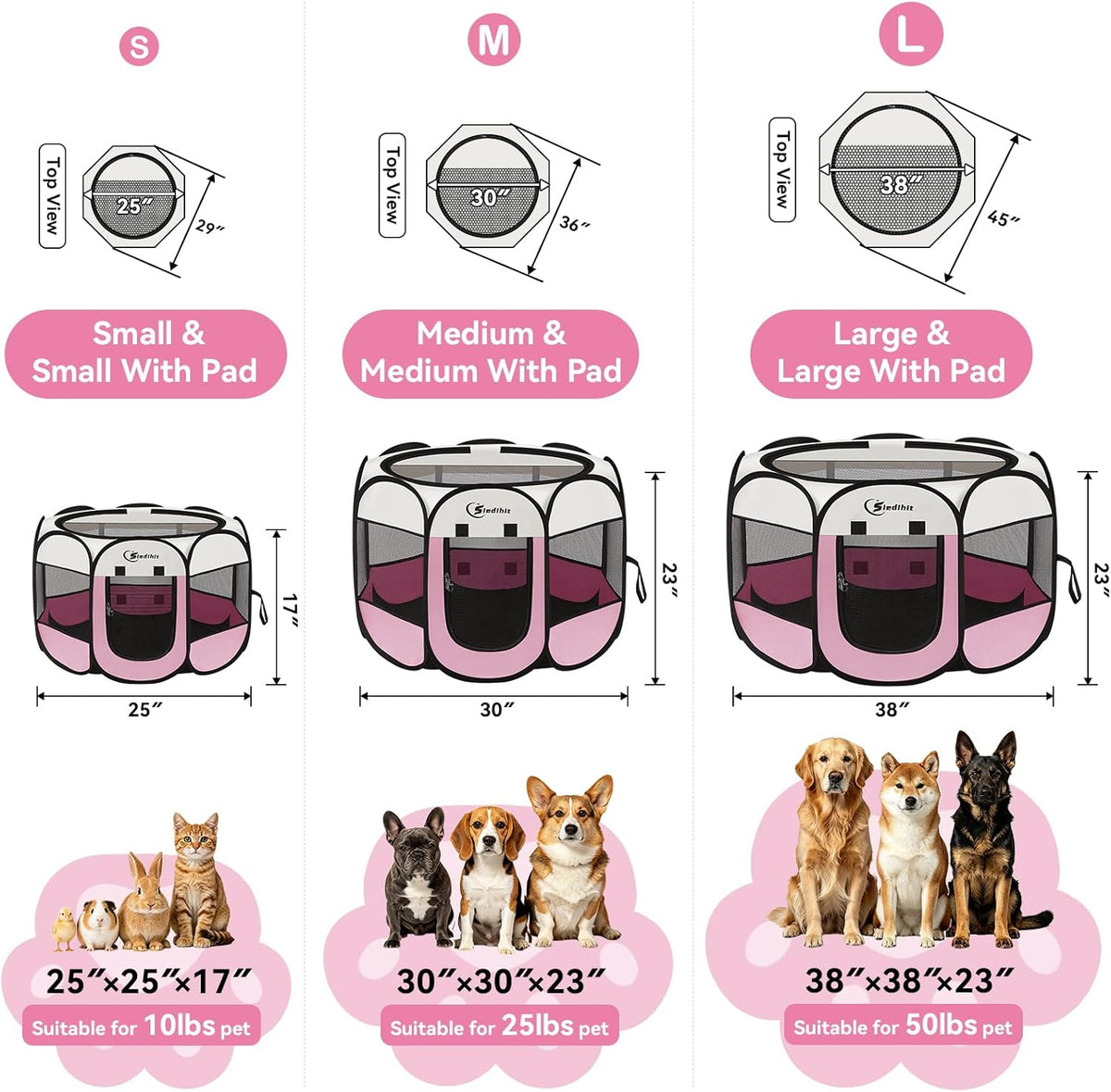 Sieidihit - Jaula para corralito para perros y gatos con almohadilla