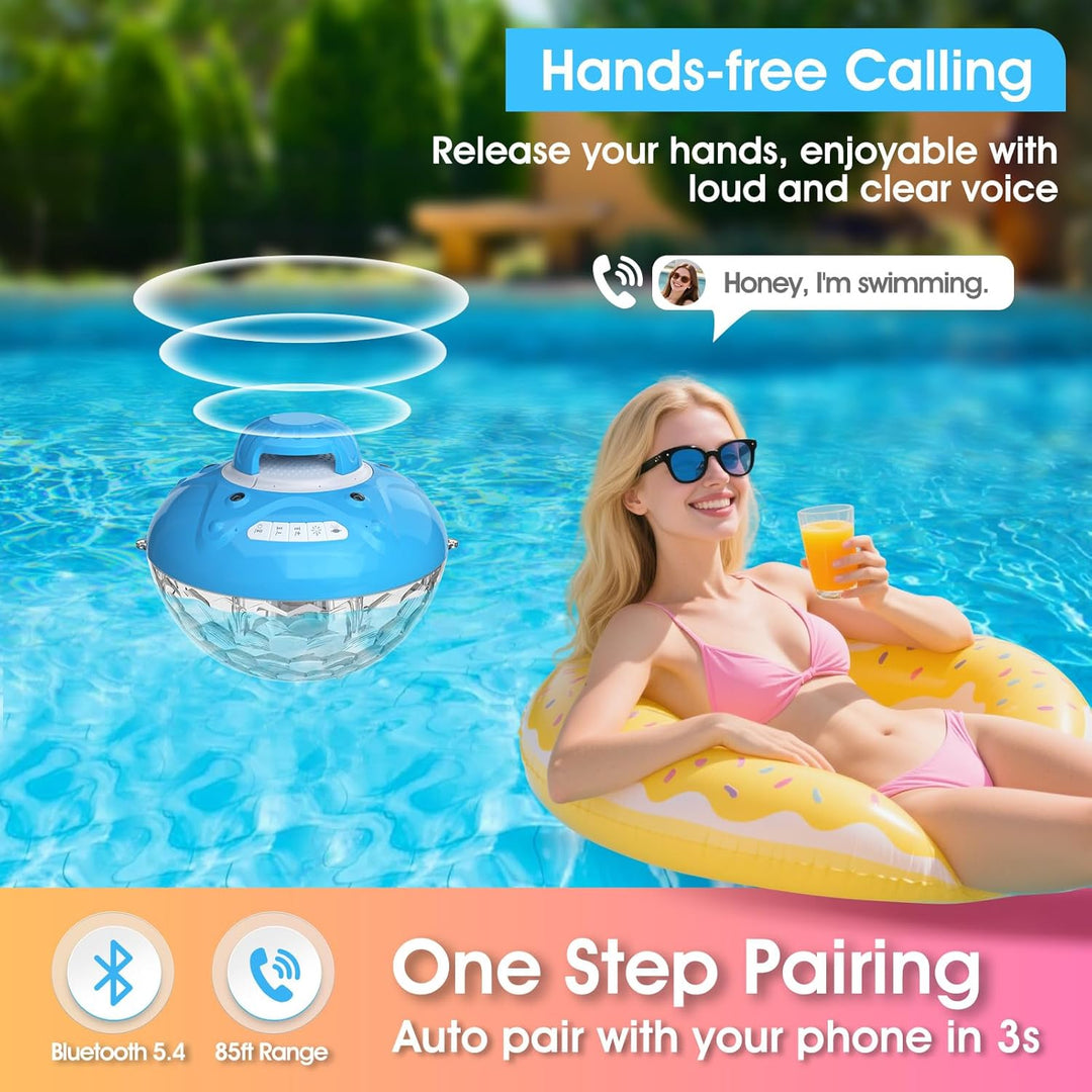Blufree Altavoz Bluetooth para piscina con luz colorida de fuente d...