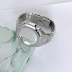 Ga2100 - Funda para correa de reloj, piezas de kit de modificación, bisel de banda de acero inoxidable de metal 316L, anillo de accesorios de roble real personalizado, compatible con relojes
