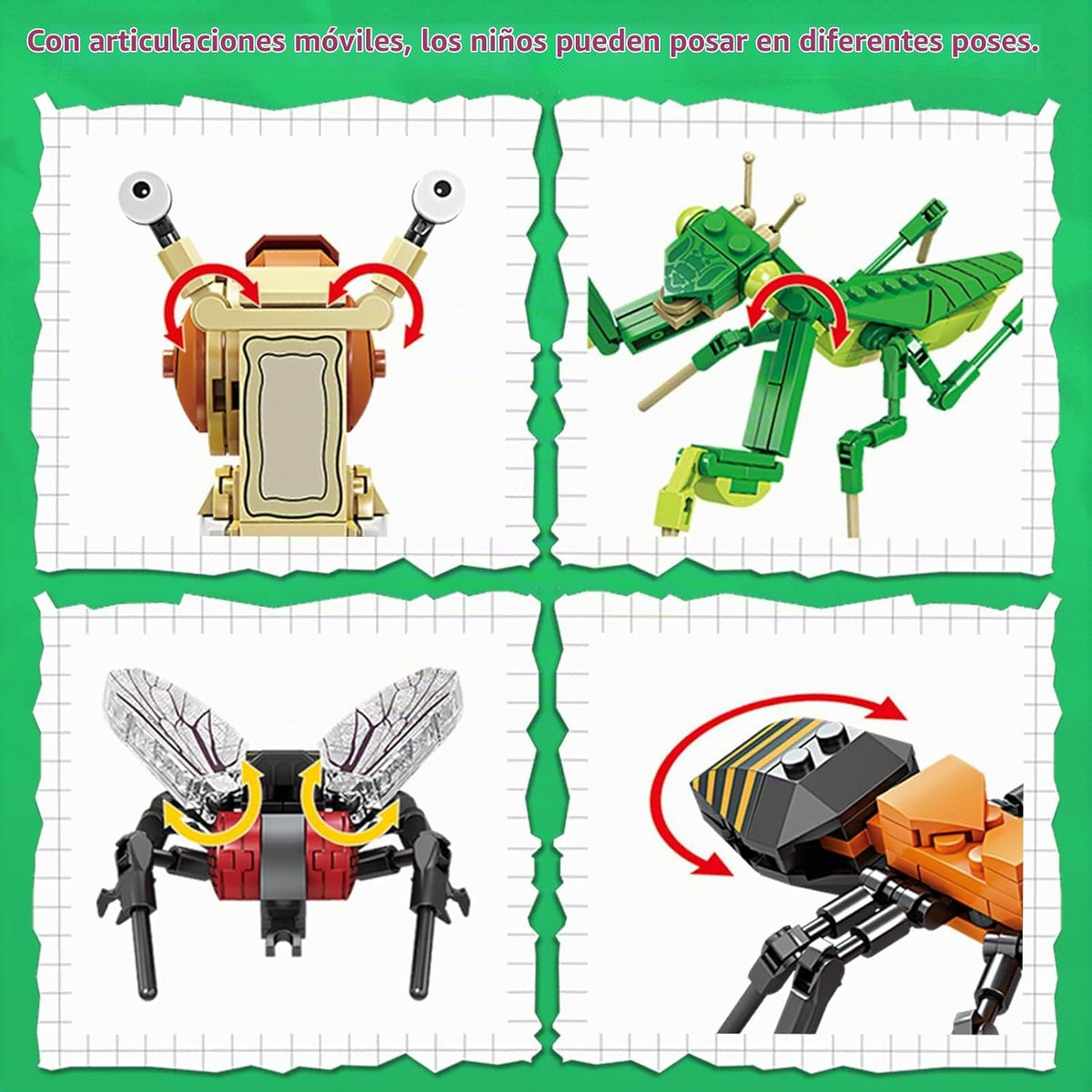 KAZI - Juego de juguetes de construcción de insectos, bloques de