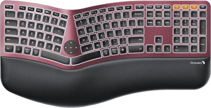 ProtoArc Teclado ergonómico Bluetooth retroiluminado, EK01 Plus Tec...