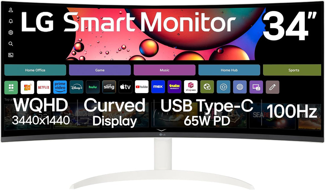 LG 34SR63QA-W Monitor curvo inteligente de 34 pulgadas con transmis...