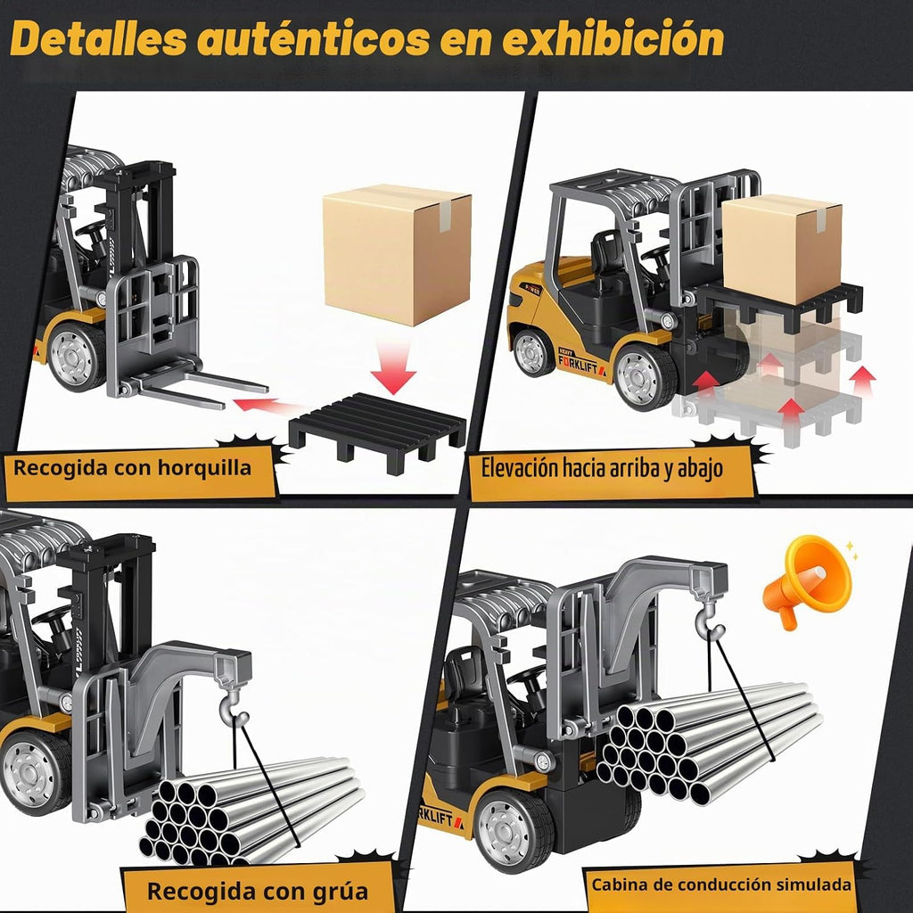 Mini carretilla elevadora teledirigida 1:64 escritorio RC carretilla