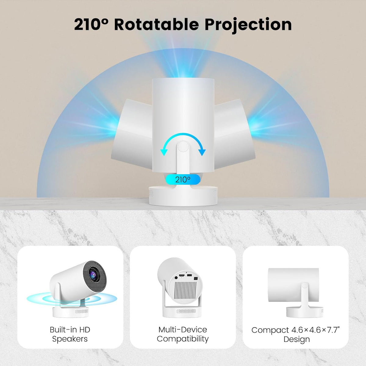 【Enfoque Eléctrico】Mini Proyector, Proyector 4K Soporte 1080P, Proy...