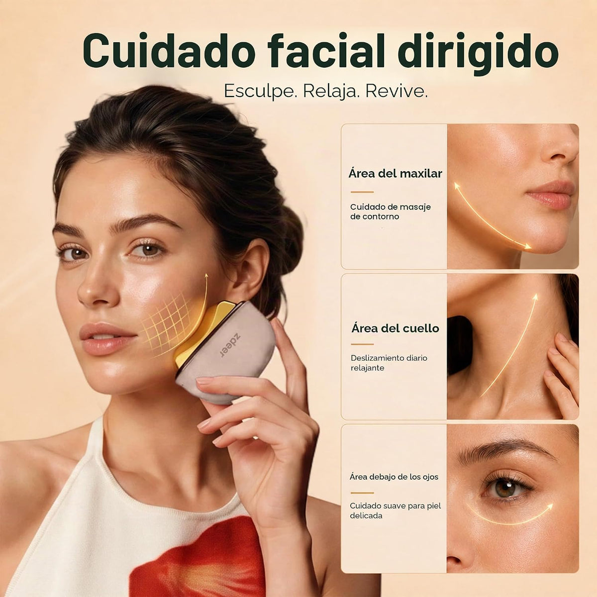 GS5 - Kit eléctrico de Gua Sha con calefacción, herramienta masajeadora facial de luz roja, rosa