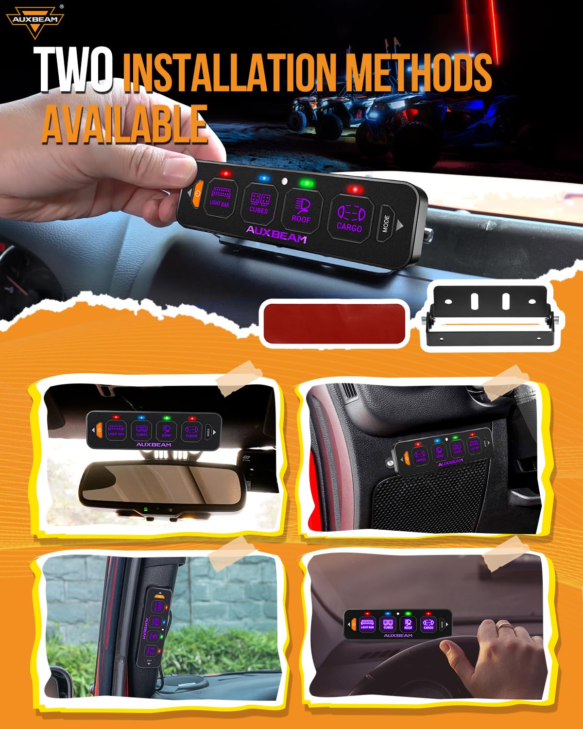 Auxbeam AS-R40 Slim Panel de interruptor de 4 bandas con función de memoria