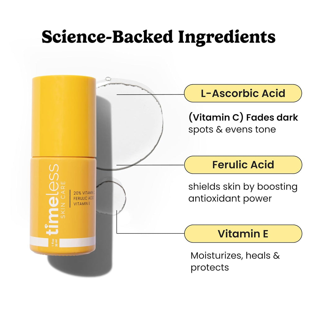 20 % de vitamina C + E suero de ácido ferúlico de 1 oz por Timeless...