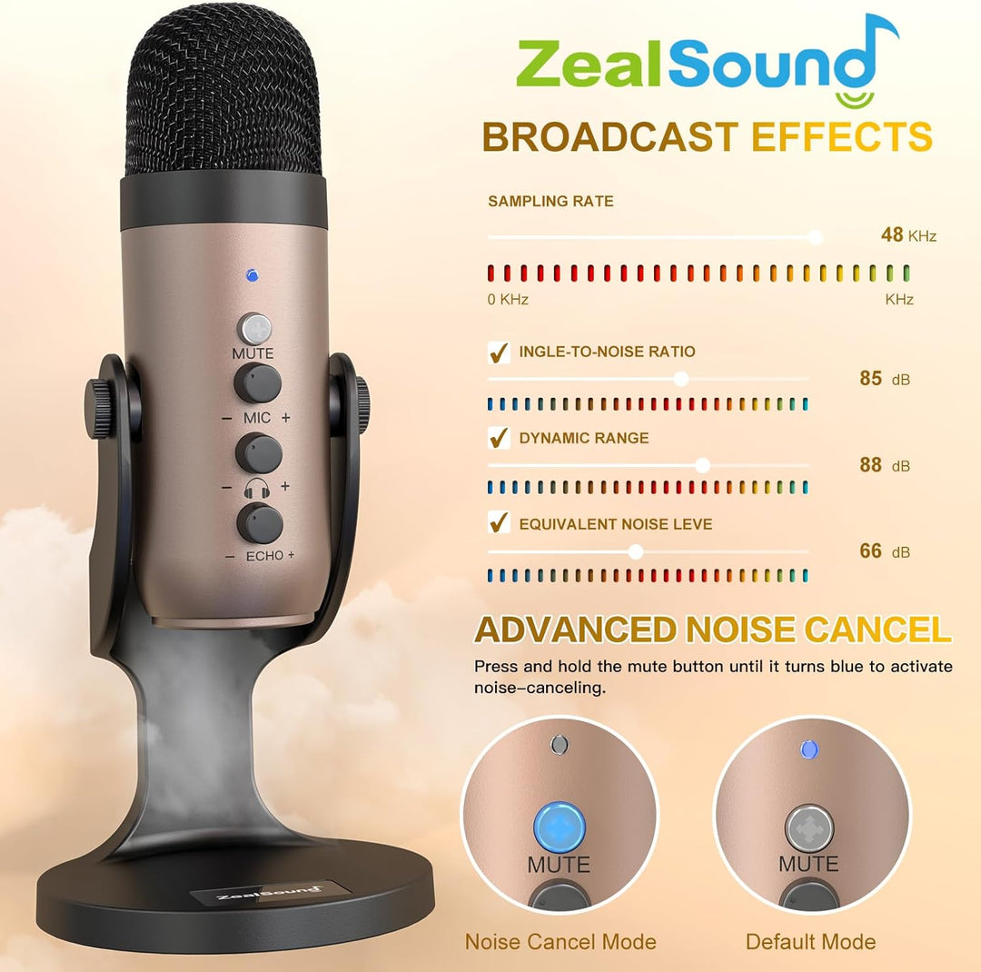 ZealSound Micrófono USB, micrófono condensador de computadora, micr...
