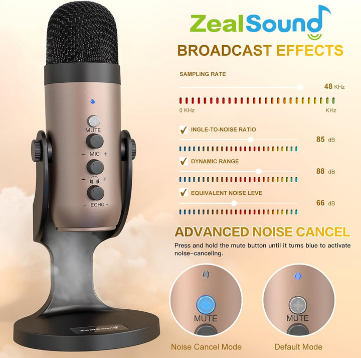 ZealSound Micrófono USB, micrófono condensador de computadora, micr...