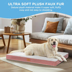Cama ortopédica para perros grandes, cama de lujo impermeable de felpa para jaula de perros con funda extraíble y lavable con parte inferior antideslizante, colchón de espuma para mascotas tipo caja
