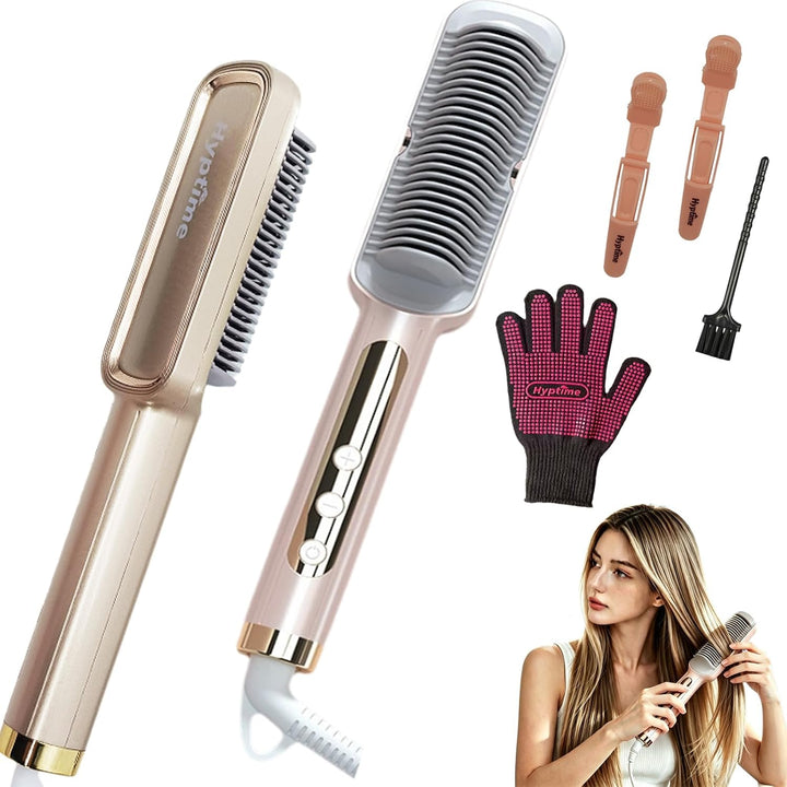 Hyptime Cepillo alisador de iones negativos para mujer, 2 en 1, ali...