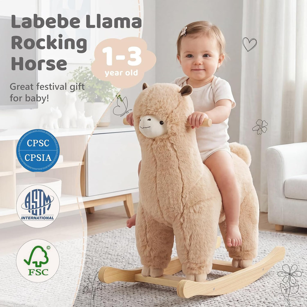 Caballo mecedor de bebé para 1 año de edad, balancín de animales de llama