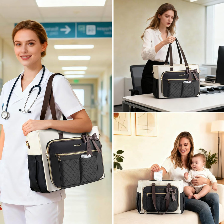 PASMAN Bolsa de mano para profesores para mujer, bolsa estructurada...