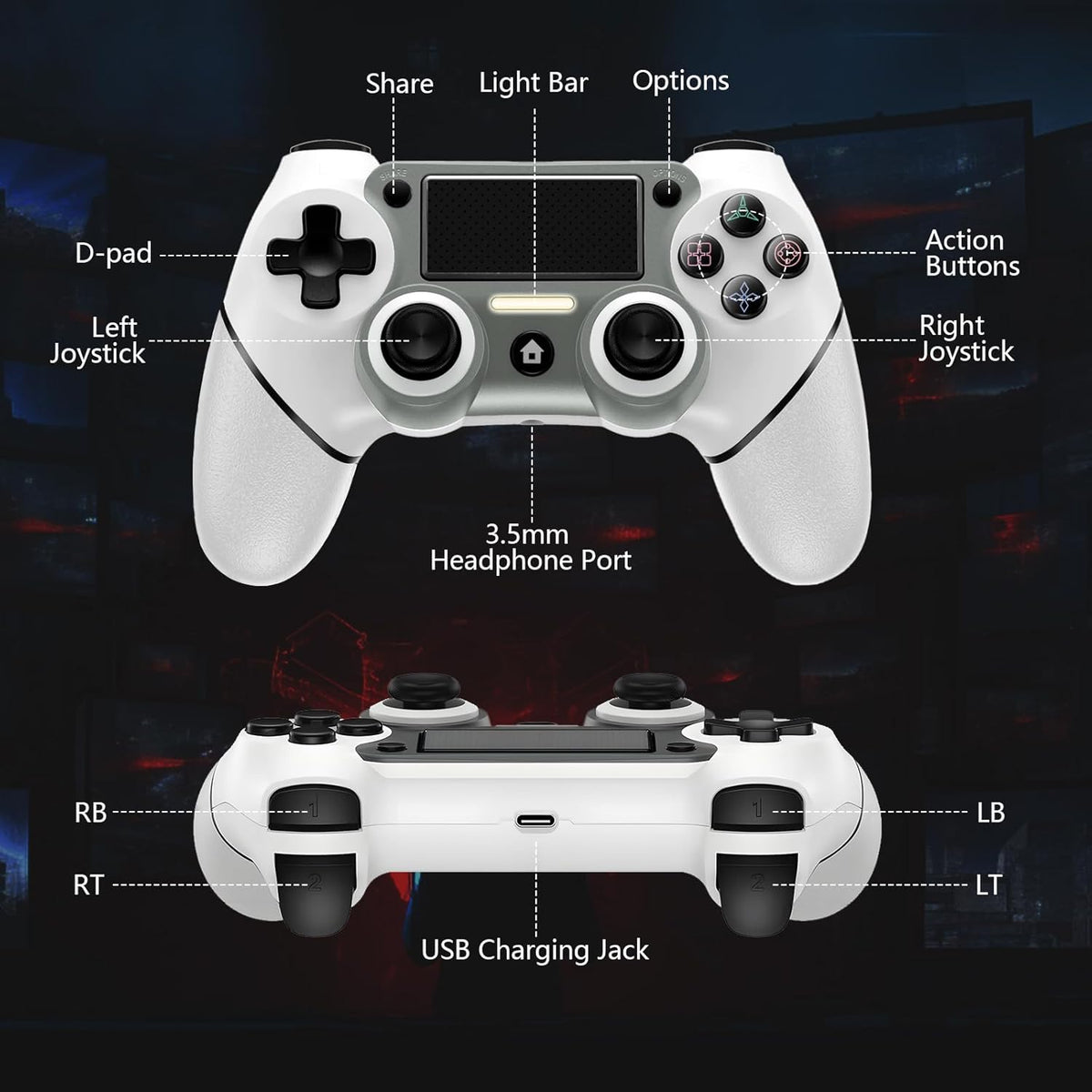 Wireless Controller Compatible with PS4\/Pro\/Slim, Black ps4 contr...