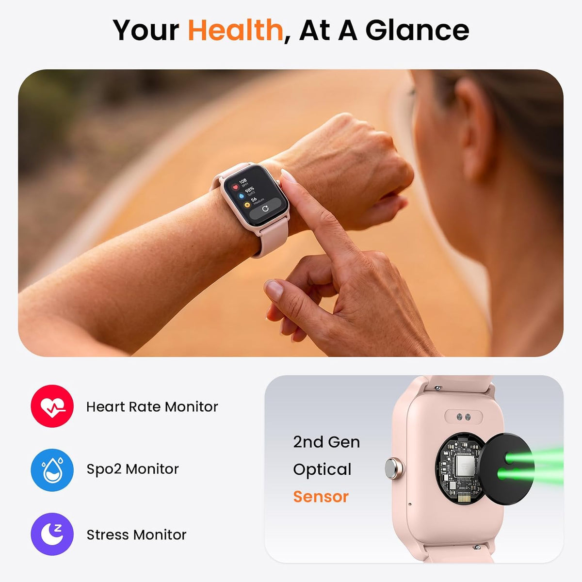 Fitpolo Reloj inteligente para mujer Android y iPhone, [pantalla HD de 1.8