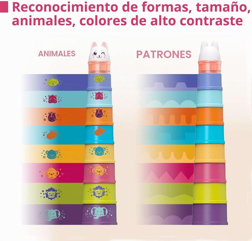 LTKFFFdp - Juguetes apilables para bebés de 1 a 3 años, clasificador de formas de tazas de anidación para bebés de 6 a 12 a 18 meses, juguete de aprendizaje apilable con bloques