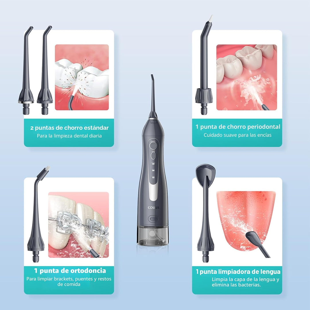 COSLUS Hilo Dental de Agua: Irrigador Oral Portátil Inalámbrico 300...