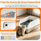 Caja de arena para gatos de acero inoxidable con cuchara, tamaño mediano