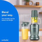 nutribullet Turbo Tumbler Edition, licuadora personal para batidos y bebidas congeladas, vaso de 24 onzas con bota, vaso de 32 onzas, tapas de viaje y para llevar, 1000 W, verde salvia fresco