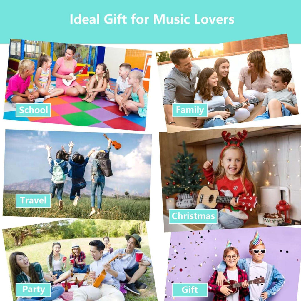 Kit de Ukelele Soprano de 21 Pulgadas para Principiantes de Madera de Tilo para Niños, Adultos y Estudiantes - Mini Guitarra Ukalelee con Libro, Bolsa de Concierto, Afinador, Correa, Púas y