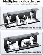Bandeja de Gestión de Cables Debajo del Escritorio Sin Taladro, Gestión de Cables de 17'', Sujeción Sin Perforaciones, Bandeja de Cables de Metal, Organizador de Cables Debajo del Escritorio