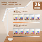 Lámpara Lámpara de escritorio LED con abrazadera: lámpara de escritorio de arquitecto para oficina en casa, cuidado de los ojos, monitor de computadora de doble cabeza, luz de escritorio de trabajo con control remoto, lámpara de mesa de escritorio
