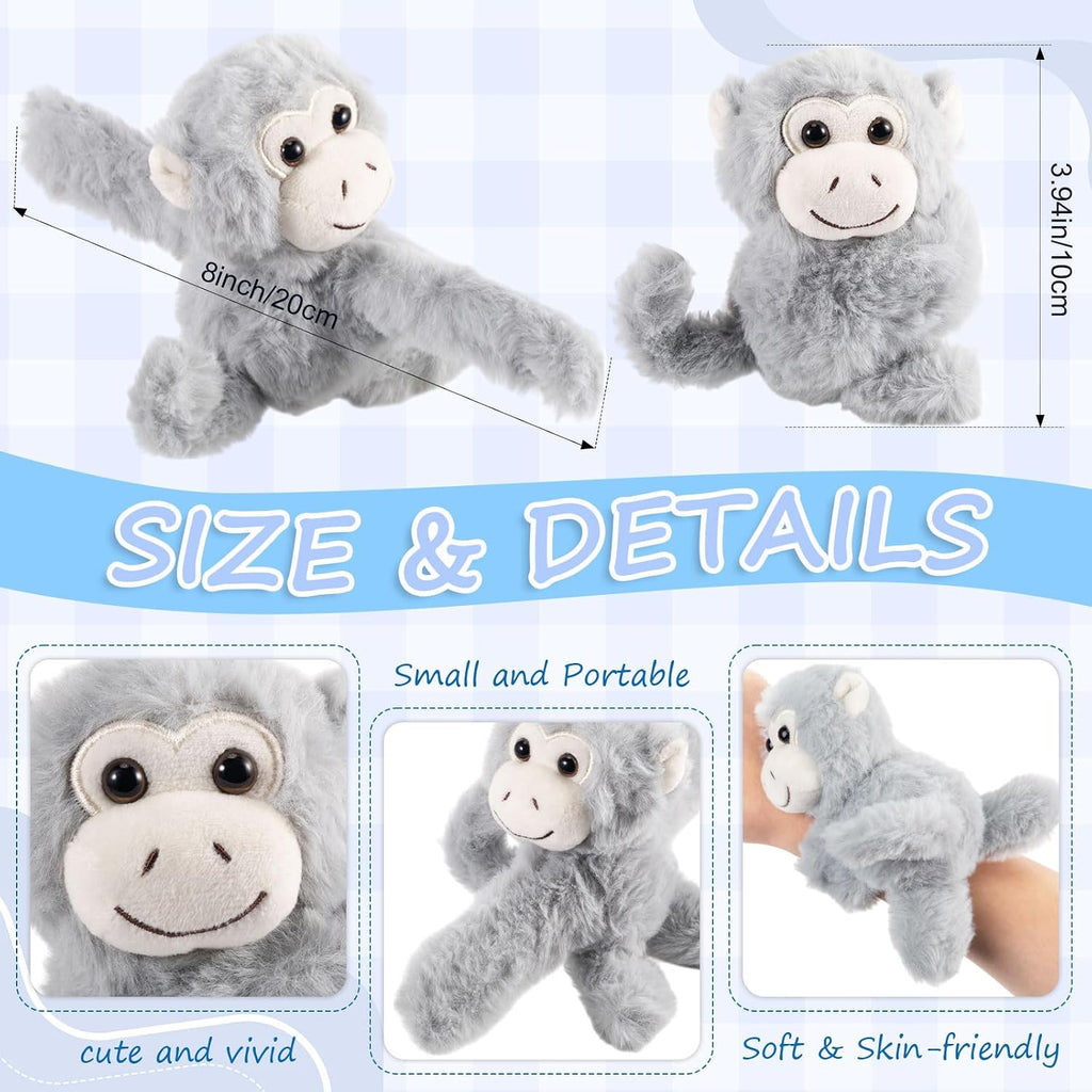 Liliful Paquete de 8 pulseras de peluche para niños, monos