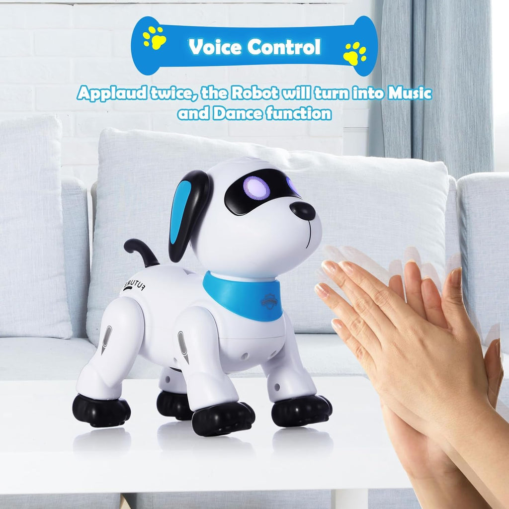 yiman Robot de juguete para perros con control remoto, robot inteligente programable para niños de 3 años en adelante, baile y sonido interactivos, juguetes de acrobacias RC con ojos LED, juguete electrónico para mascotas para niños y niñas (rosa)