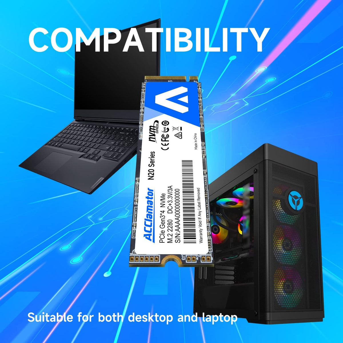 Acclamator Unidad interna de estado sólido SSD NVMe M.2 2280 PCIe G...