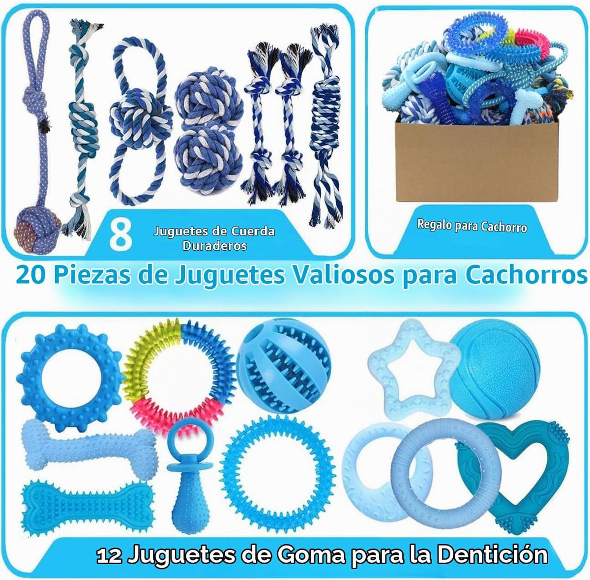 Beiker 20 Pack Puppy Chew Toys, Dog Teething Toys para Puppies Small Dogs