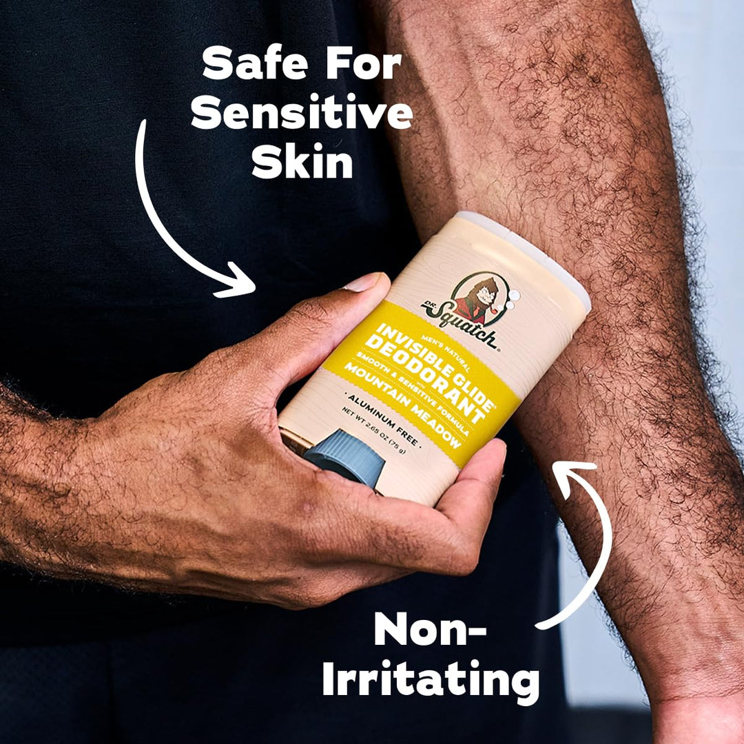 Dr. Squatch Invisible Glide Natural Desodorante para hombre, desliz...