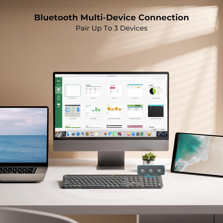 iClever Teclado Bluetooth solar, teclado inalámbrico con carga de l...