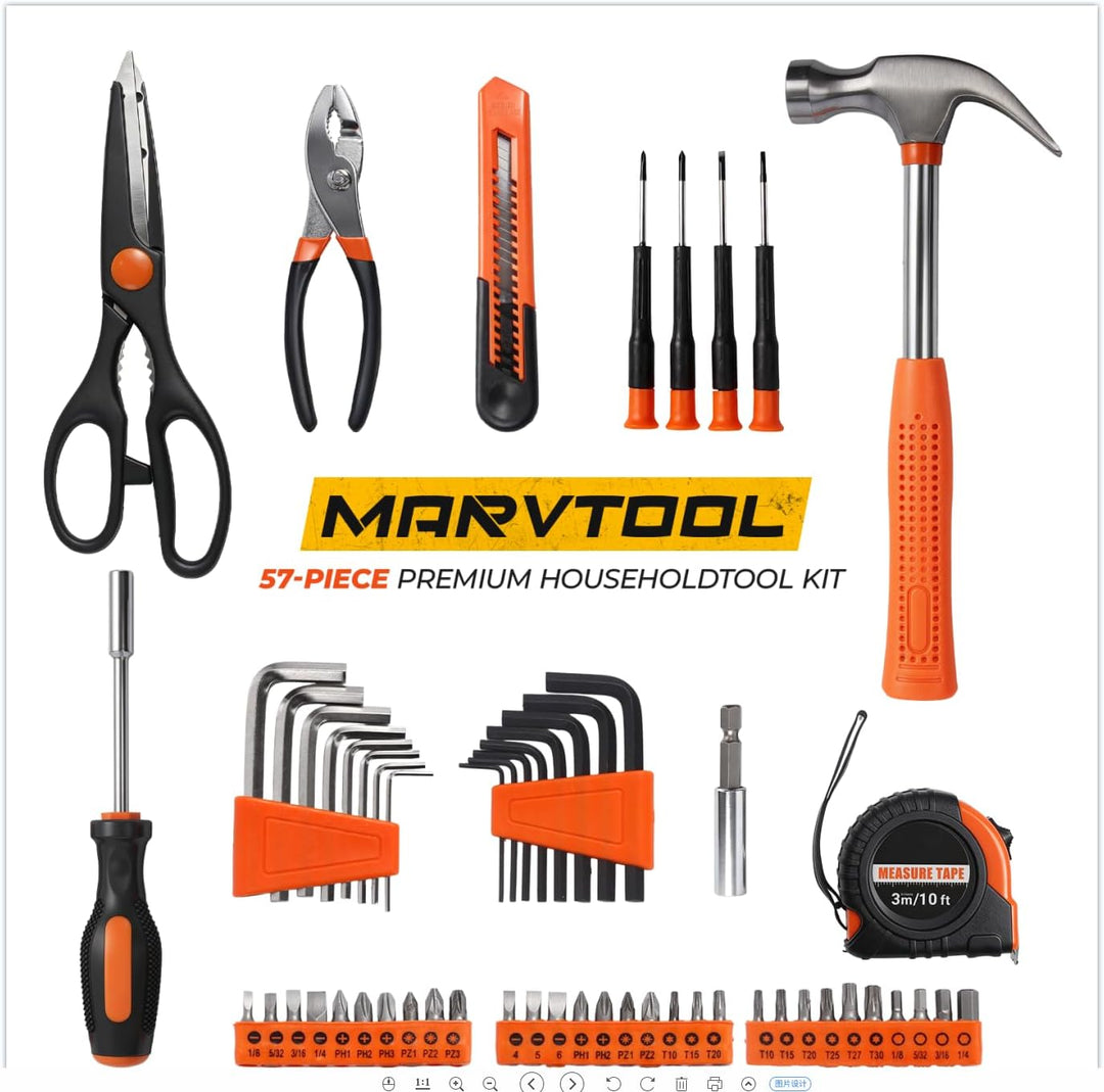 MarvTool Juego de herramientas de 57 piezas, kit de herramientas ma...
