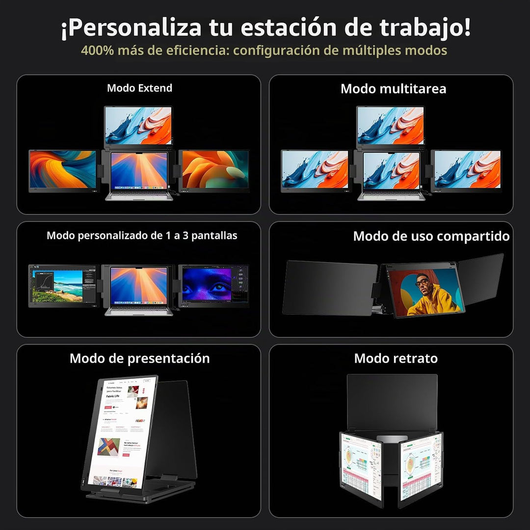 KYY Extensor de pantalla para laptop, monitor portátil cuádruple de...