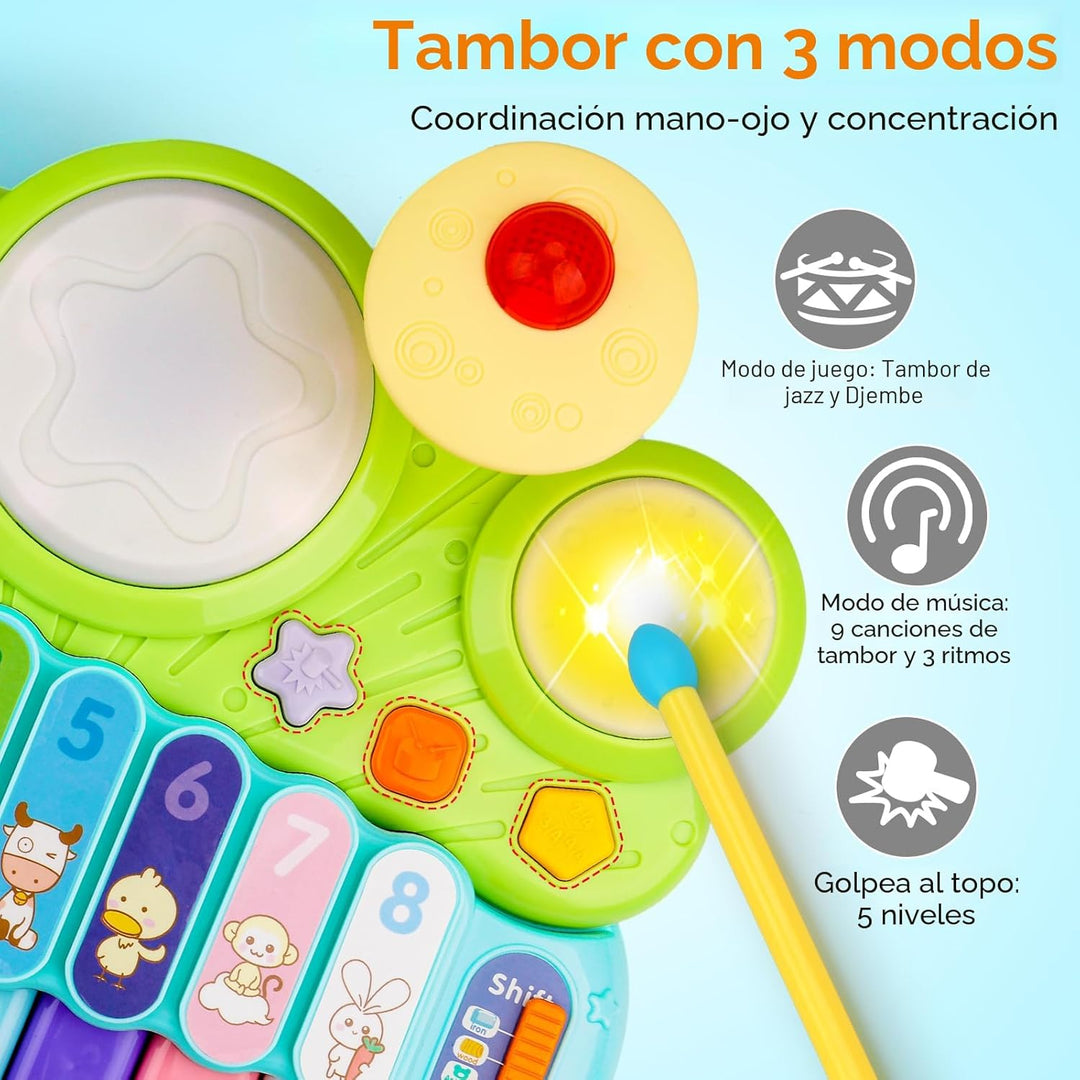 Juguetes Musicales para Bebés 3 en 1 Piano Teclado Xilófono Juego d...