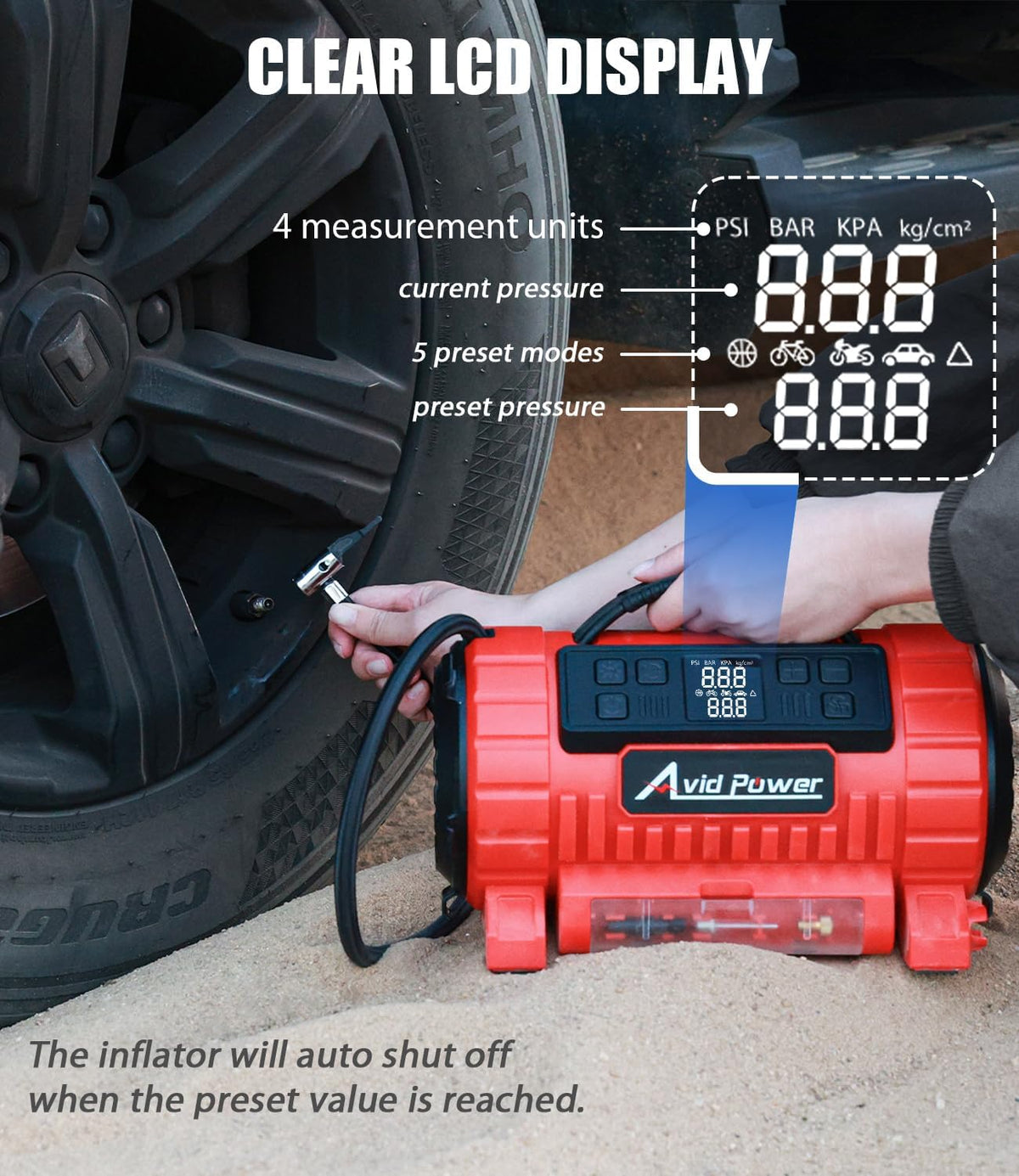 AVID POWER Compresor de aire portátil para inflado de neumáticos, b...