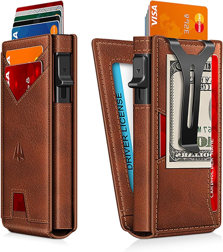 Ruiici Cartera para hombre, delgada y minimalista con clip para din...