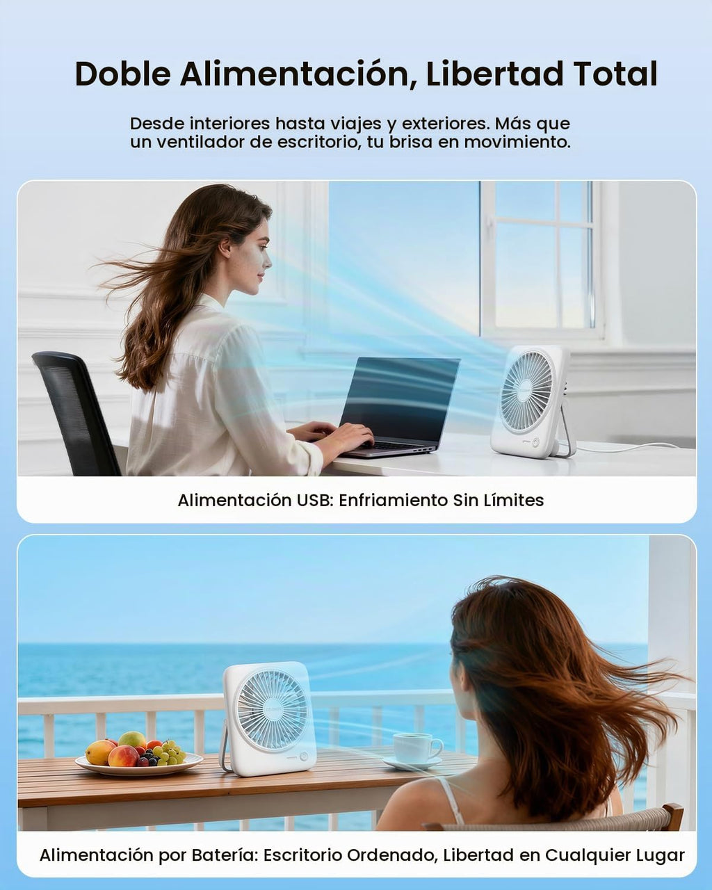 Otlonpe Ventilador de escritorio portátil personal, pequeño ventila...