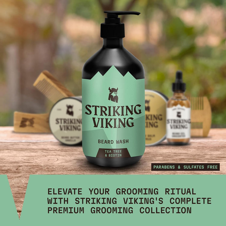 Striking Viking Champú para barba con árbol de té, biotina y aceite...