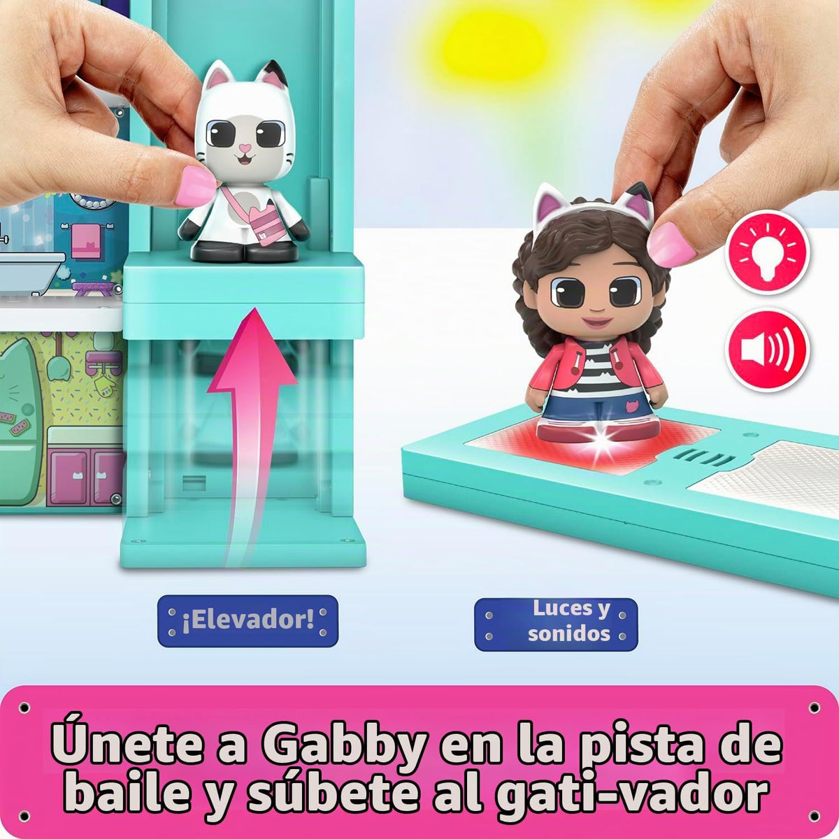 Tile Town Gabby's Dollhouse - Juego de 35 piezas de azulejos magnéticos interactivos, incluye figuras de patas Gabby y Pandy, azulejos de acción