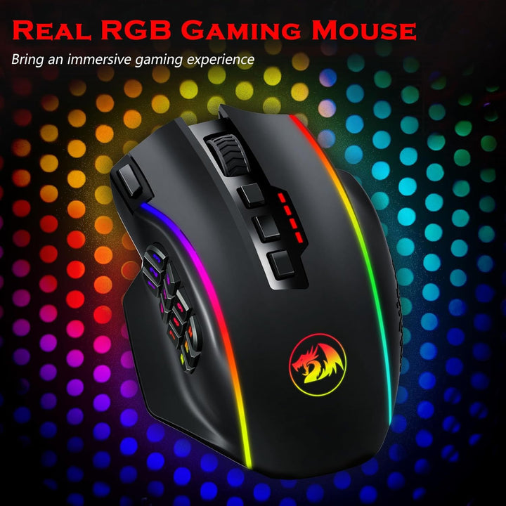 Redragon Ratón inalámbrico para juegos, ratón MMO para juegos con h...