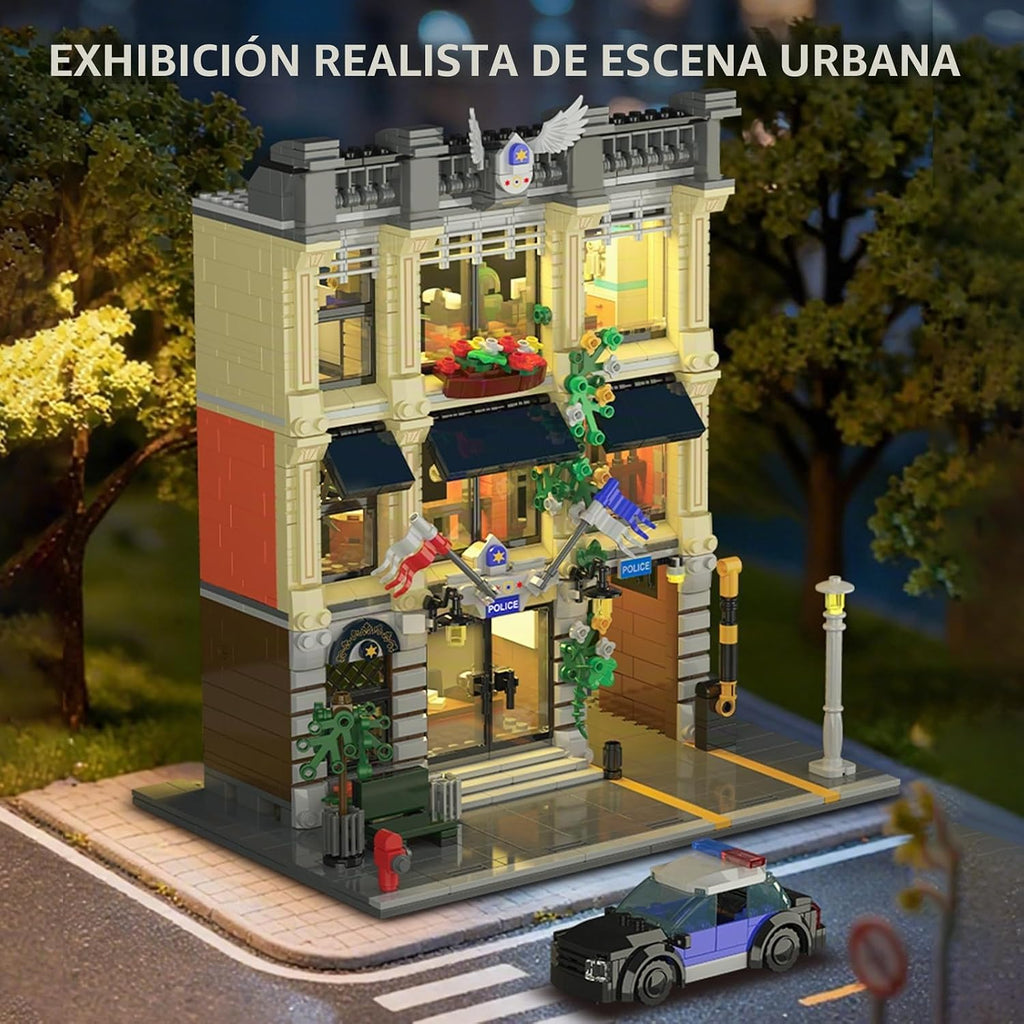 Mov Stone City Police Station - Juego de construcción compatible con Lego, 1445 piezas