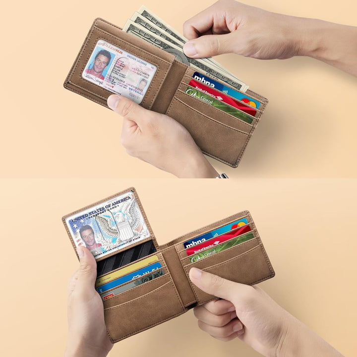 Billetera Zitahli para hombre, delgada, RFID, de cuero, con 2 venta...