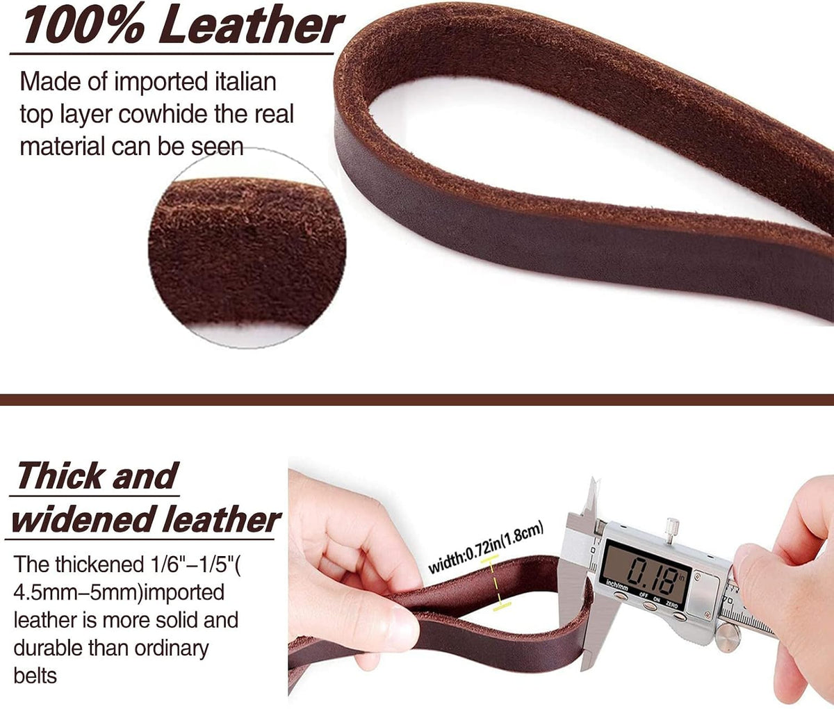 LWBMG Correa de cuero para perro de 8 x 3/4 pulgadas, correas de perro para perros grandes, resistentes, fuertes y suaves, hechas a mano, trenzadas a mano, correa de cuero cómoda para perros grandes