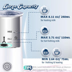 Espumador de leche simple y vaporizador de leche 2 en 1 con espuma de leche caliente y leche caliente para latte, macchiato, capuchino, blanco (mediano)