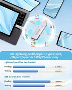 Memoria USB de 512 GB con certificación MFi para iPhone, almacenami...