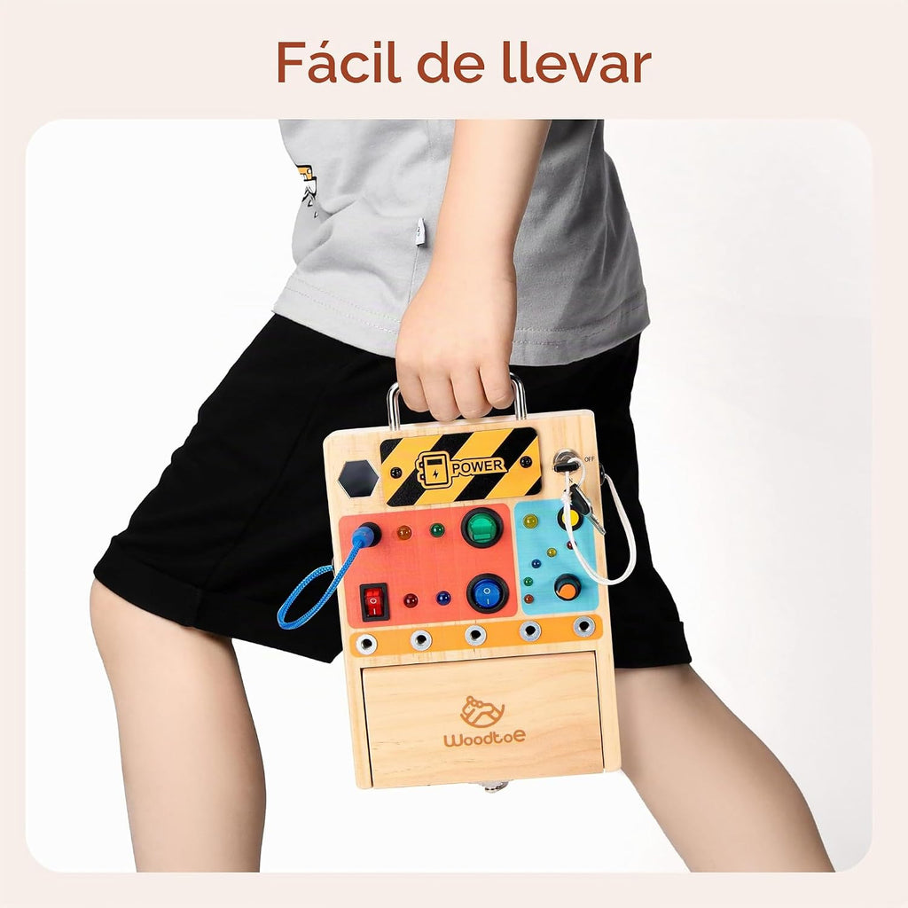 Montessori Busy Board, juguete de aprendizaje sensorial 3 en 1 para