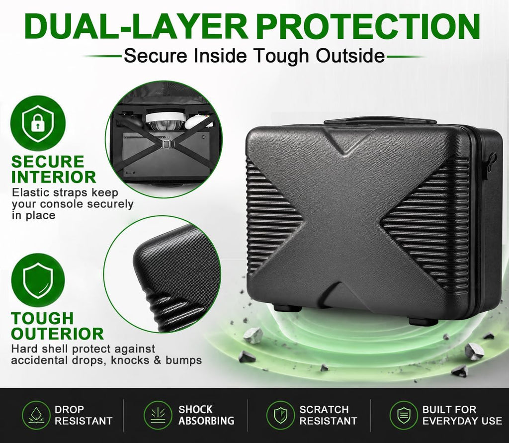 Funda de transporte Xbox Series X, compatible con consola XSX, controladores, auriculares, juegos y otros accesorios, funda protectora de viaje con carcasa rígida y espuma personalizada para almacenamiento (estilo Xbox original)