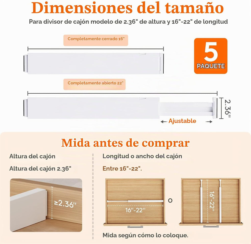 Lifewit Divisores de cajones de cocina mejorados de 2.36 pulgadas